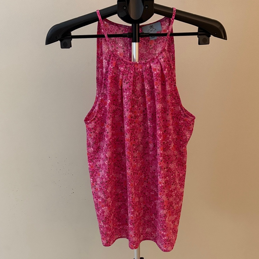 CeCe Women’s Pink Floral Flowy Tank Top Size Medium